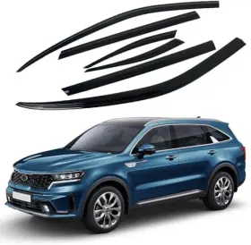 E-227 Autoclover Tape-on Rain Guards Window Visors 6 Pcs Set For Kia Smoked 2021-2024