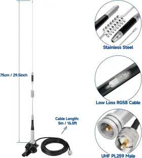 Bfn00250 Bingfu Vehicle Ham Radio Mobile Antenna Lip Mount Kit 29.5inch #2 Bfn00250 Bingfu Vehicle Ham Radio Mobile Antenna Lip Mount Kit 29.5inch #2