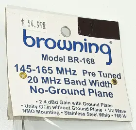 145-165 Browning Br-168 Tram Mhz Vhf Ham Amateur Radio Pre-tuned Mobile Antenna