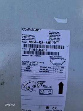 Nnh4-45a-93b-v1 Commscope 12 Port Antenna Farm Nnh4-45a-93b-v1 Commscope 12 Port Antenna Farm