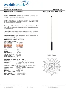 Bs450xl4.5-c Mobilemark 450-480 Mhz Omni Base Station Antenna #3