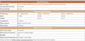Boa5g4x4l125nf-up Pctel Boa5g4x4l125nf Verstack 5g Fr1 Gnss Mimo Multiband Base Station Antenna #2