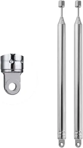 Van023 Pobady 2 Pcs Radio Antenna Fm Portable Telescopic 8 Section 1 Silver