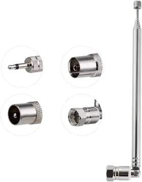 Van025 Pobady Fm Telescopic Radio Antenna Kit 75 Ohm F Type Male Connector Dab Silver