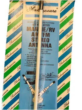 4350 Shakespeare Marine Classic Fibreglass Am-fm Boat Antenna With Lift-n-lay Mount New