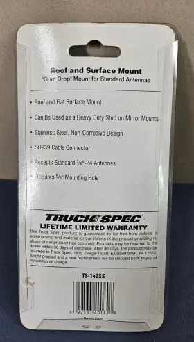 Ts-142ss Truckspec Truck Spec Roof And Surface Antenna Mount Gum Drop Style Nos #3