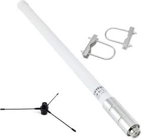 Tc-m40u Uayesok Uhf Fiberglass Antenna With Ground Plane Kit 400-470mhz Gmrs Base White