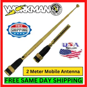 W-7000 Workman 2 Meter Mobile Antenna 8 Inch Extended 1/4 And 1/2 Wave Gold Base Load
