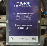Extended Range Transmitter, Migro MXT-4 154.6 Mhz For Remote Control Operation. Fixed Price $300.00.